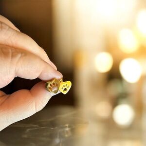 Gold Heart Paw Print Earrings
